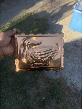 Vintage Copper Duck Wall Hanging Decor Plated Tin Goose Mold Cake Jello 9“ X 7“￼